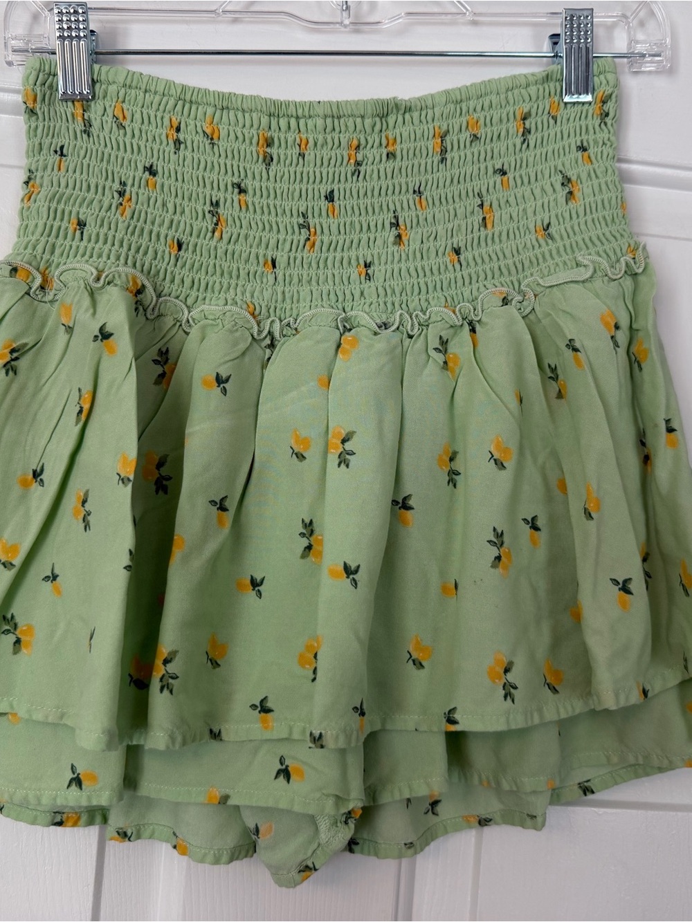 HOLLISTER Green Floral Smocked Ultra High Rise Skort Small